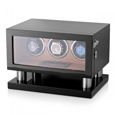 Leader Watch Winders Triple Watch Winder for Automatic Watches (Black + Brown)