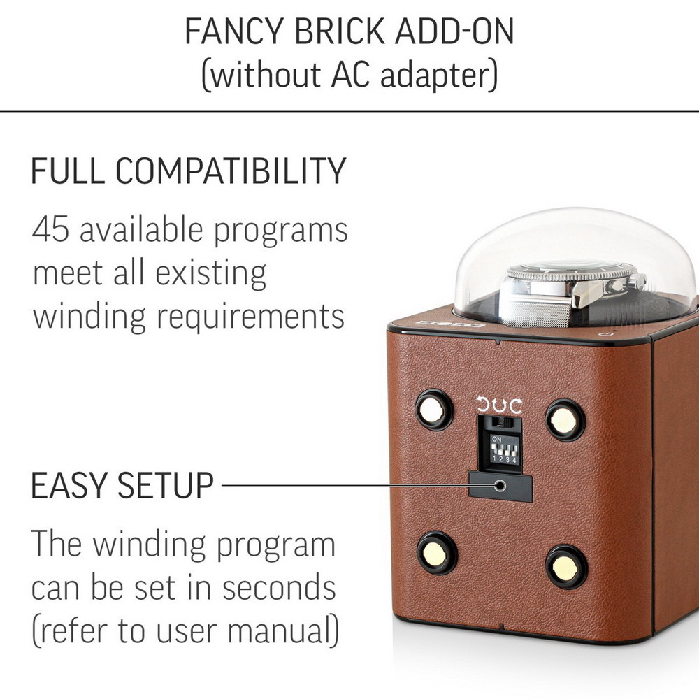 Watch Winder Add-On Unit for Fancy Brick Watch Winder Series (Without AC Adapter, Orange)