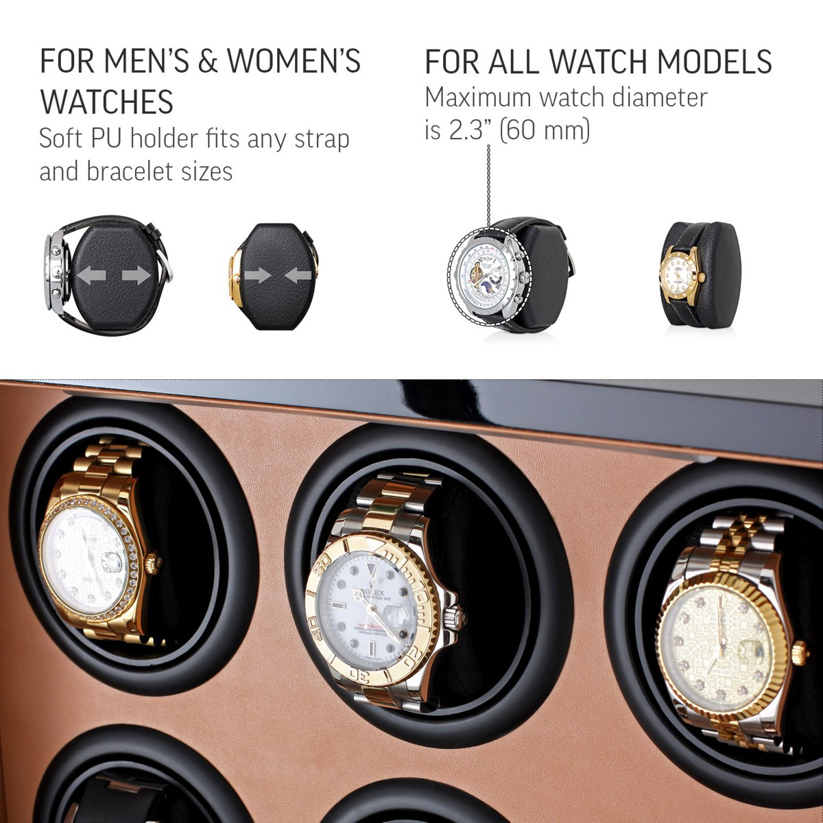 Watch Winder S209-LBBr for 9 Watches with Jewelry and Watch Storage ...