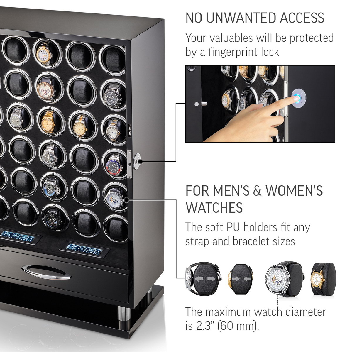 Underwood Biometric Lock Twenty-Module Watch Winder Cabinet