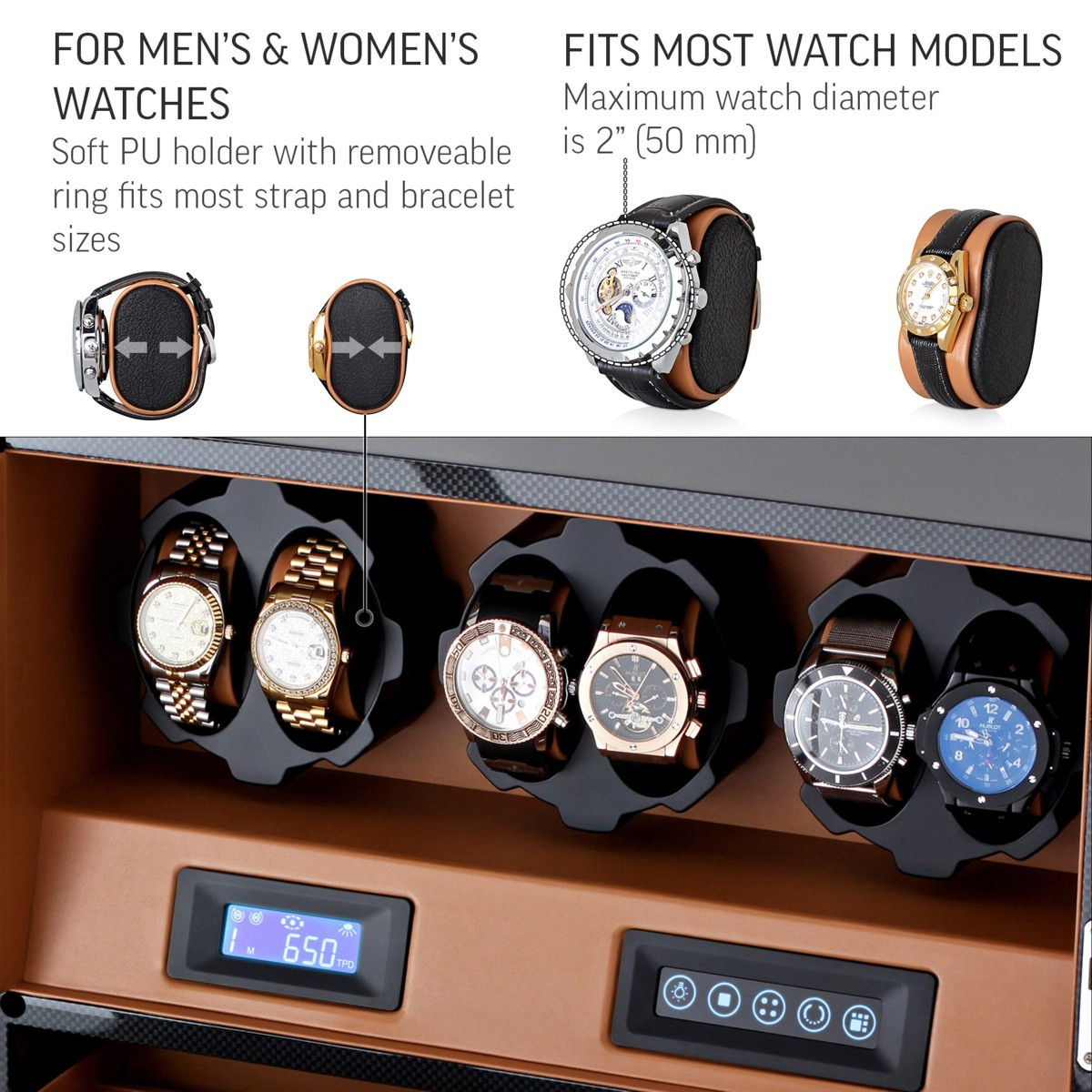 正規通販 モリコー 店SmartCube Watch Winder for Automatic Watches, Wood Storage  Case with ＿並行輸入品