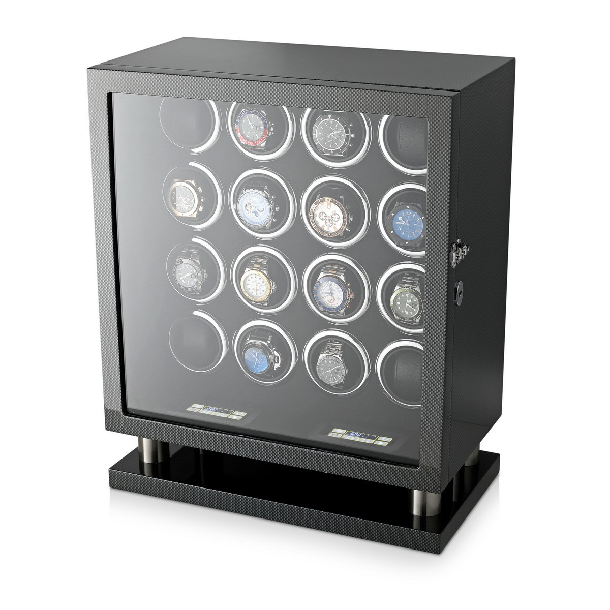 Watch Winder 8016-TF-D for 16 Automatic Watches with Interior Light and ...