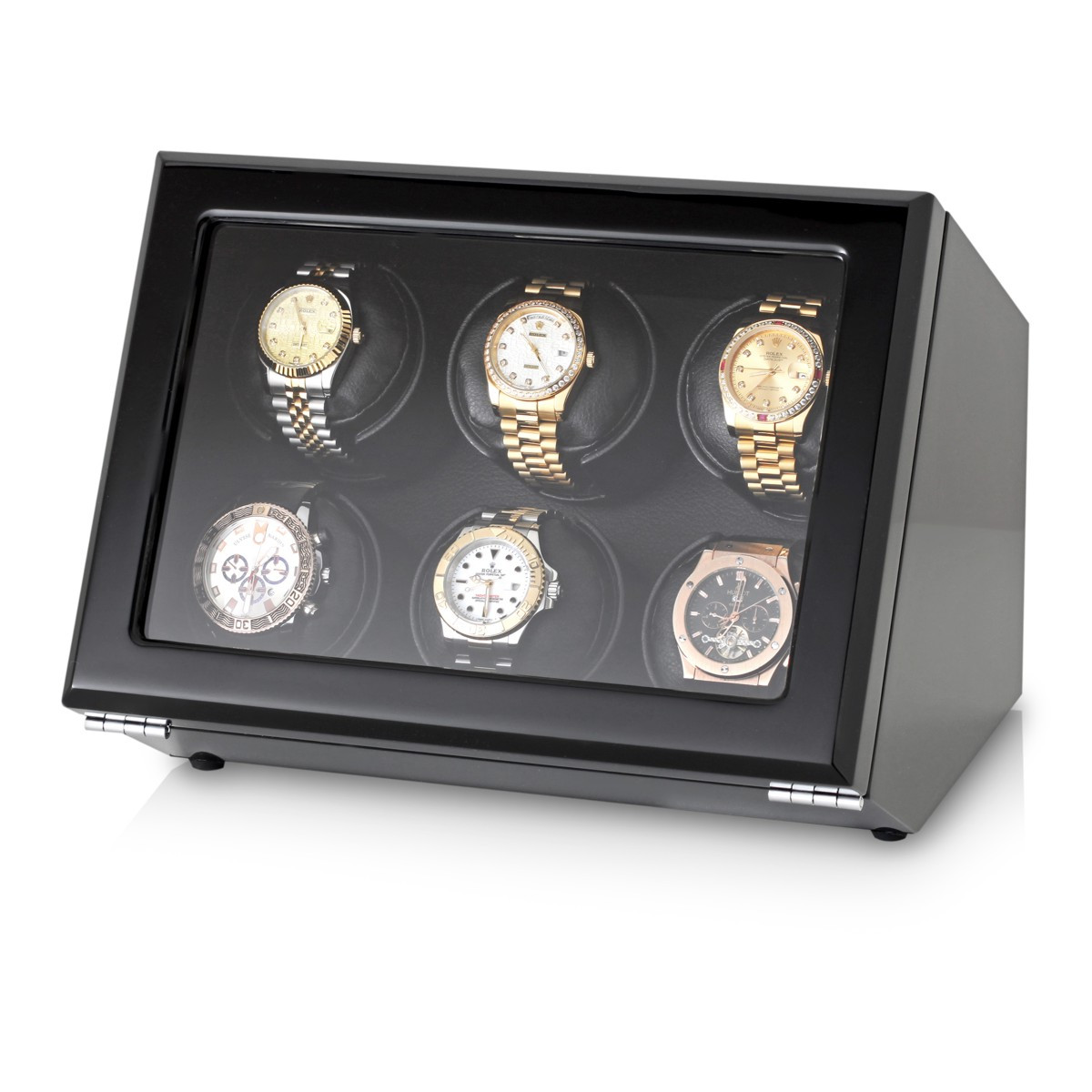 Watch Winder JDC600-BB for 6 Watches with Motor-stop Option Battery Compartment
