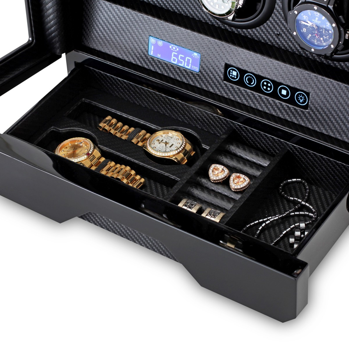 Watch Winder for Watches with Watches Storage Drawer, LED Backlight, LC＿並行輸入品