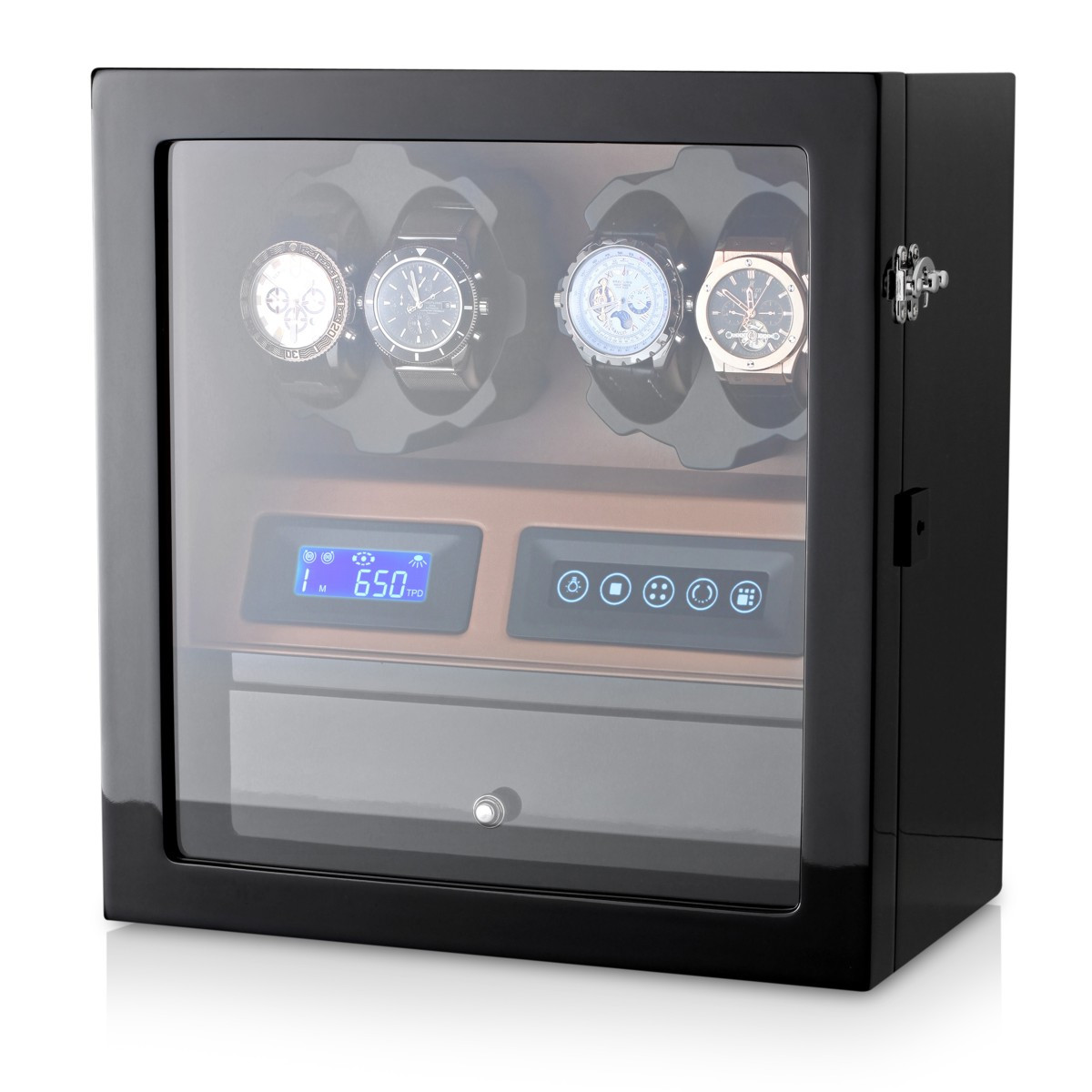 Watch Winder X205-BBR for 4 Automatic Watches with LED Backlight