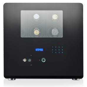 Watch Winder Safe with Fingerprint Lock and Alarm System (Black)