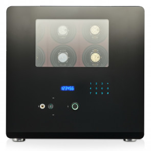 Watch Winder Safe with Fingerprint Lock and Alarm System (Black + Red)