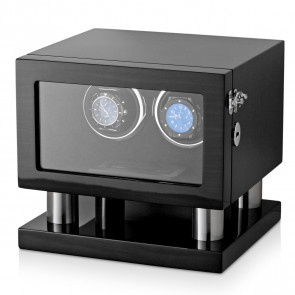 Wooden Watch Winder for 2 Automatic Watches (Black Grey)