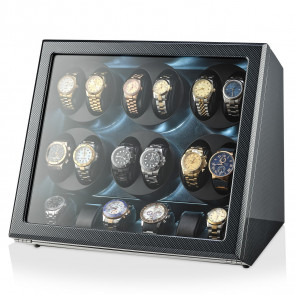 12 Watch Winder with 6 Storage Slots (Carbon)