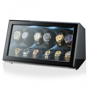 6 Watch Winder with 6 Storage Slots (Black)