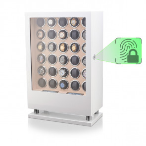30 Watch Winder with Fingerprint Lock and Storage Drawer (White + Beige)