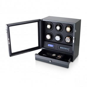 Leader Watch Winder for 6 Watches (Carbon)