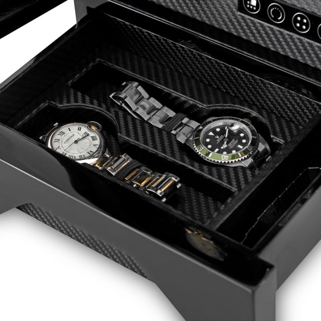 Glenor Co 36 Slot Watch Box for Men - Mens Watch Case w Large Glass Lid, Luxury Carbon Fiber Design Mens Watch Box - Watch Holder for Men w Metal Ac Glenor Co Watch Box Valet Cufflinks Glenor Co Watch Box Review